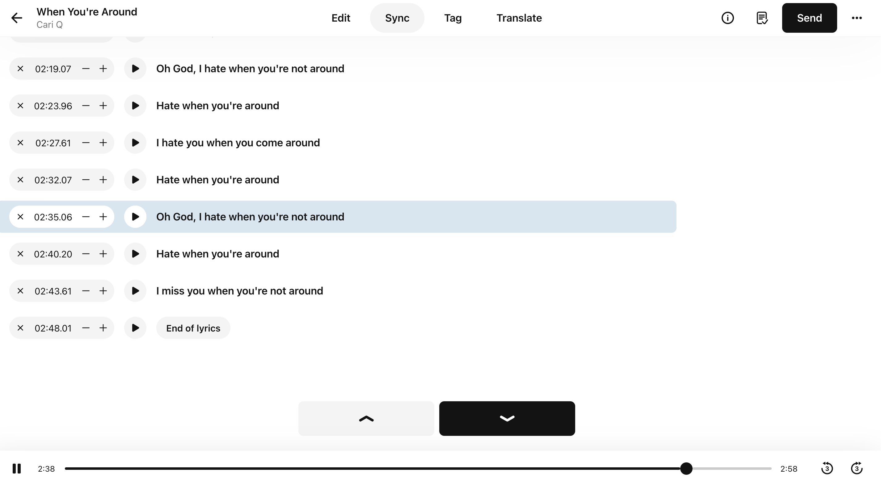 lyrics sync 2